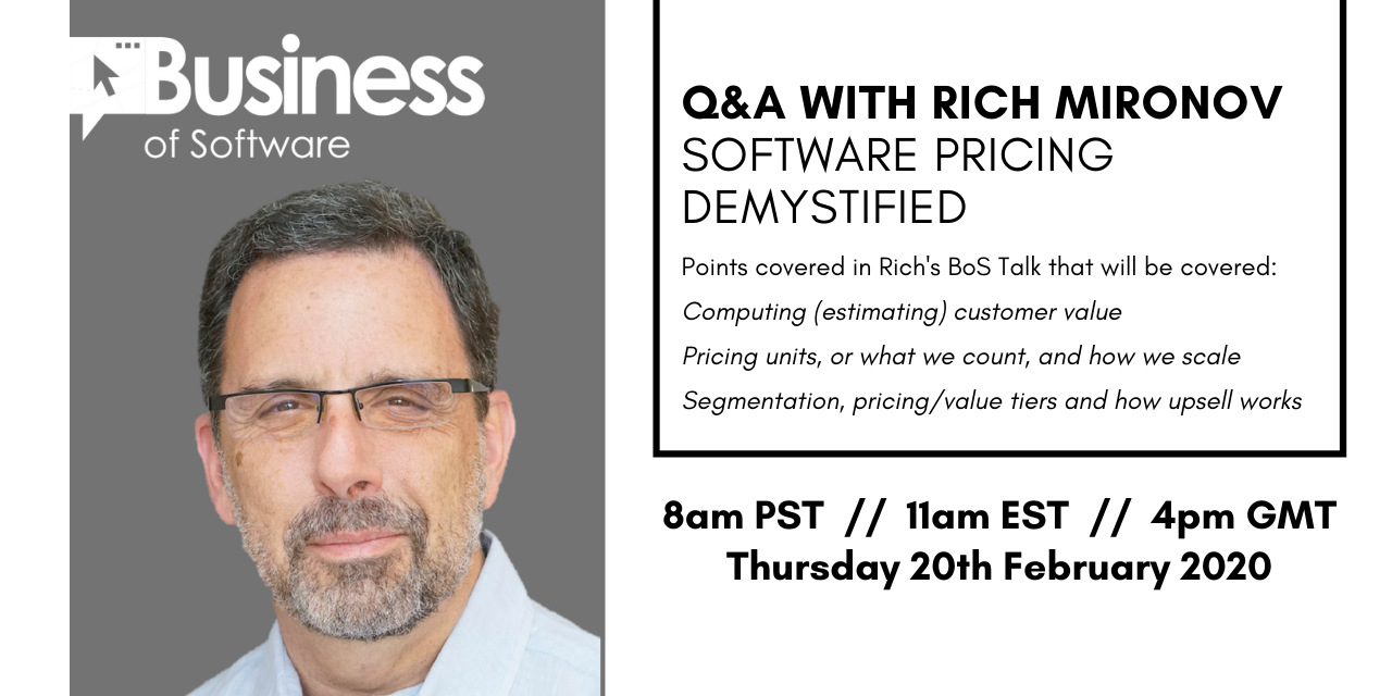 Q&A with Rich Mironov Software Pricing